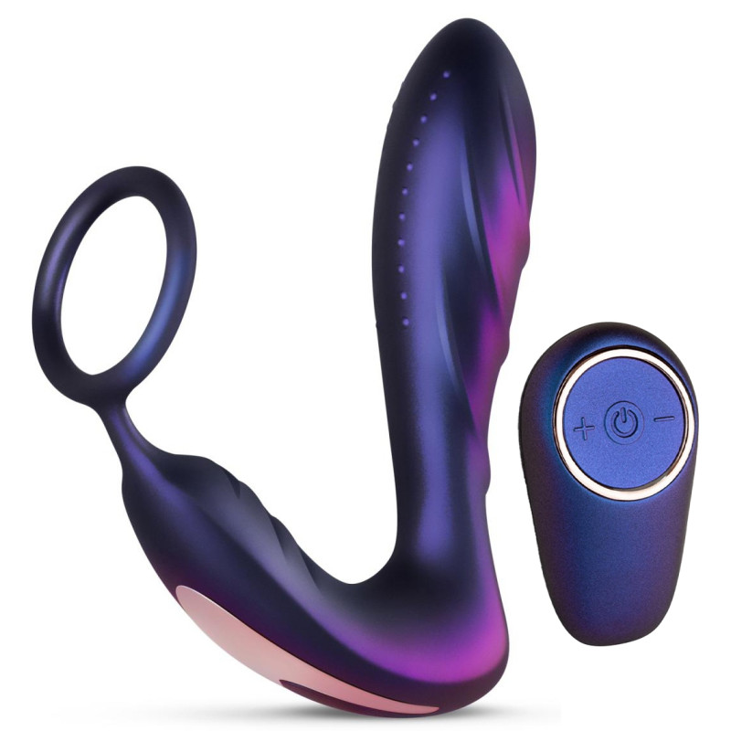 HUEMAN Cockring + Plug vibrant Black Hole Hueman 11 x 3.3cm